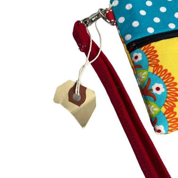 Elisalou Designs Change Purse Clutch Blue Orange Wristlette Zipper New - Picture 5 of 6